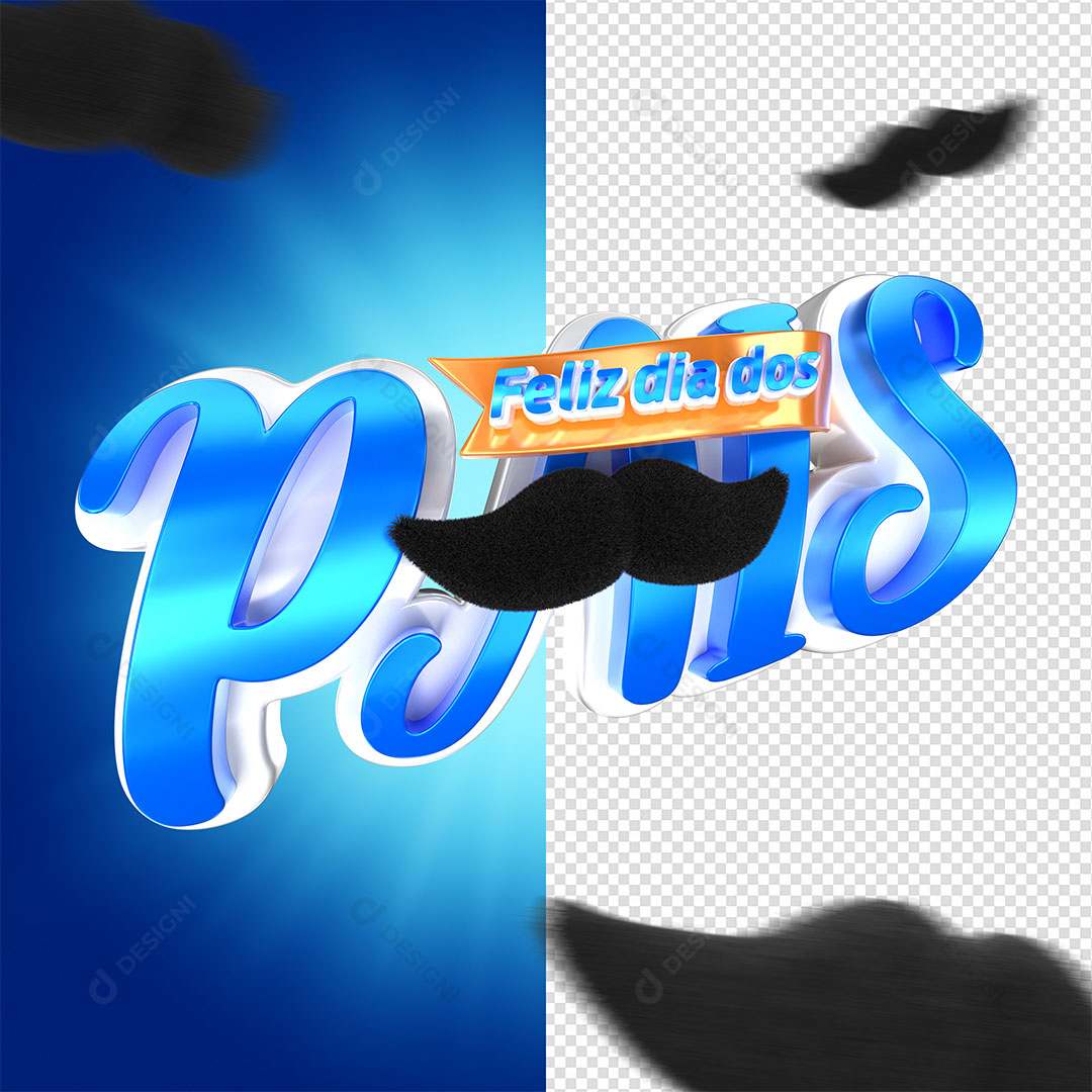 Feliz Dia dos Pais Texto 3D Elemento Para Composição PNG Transparente