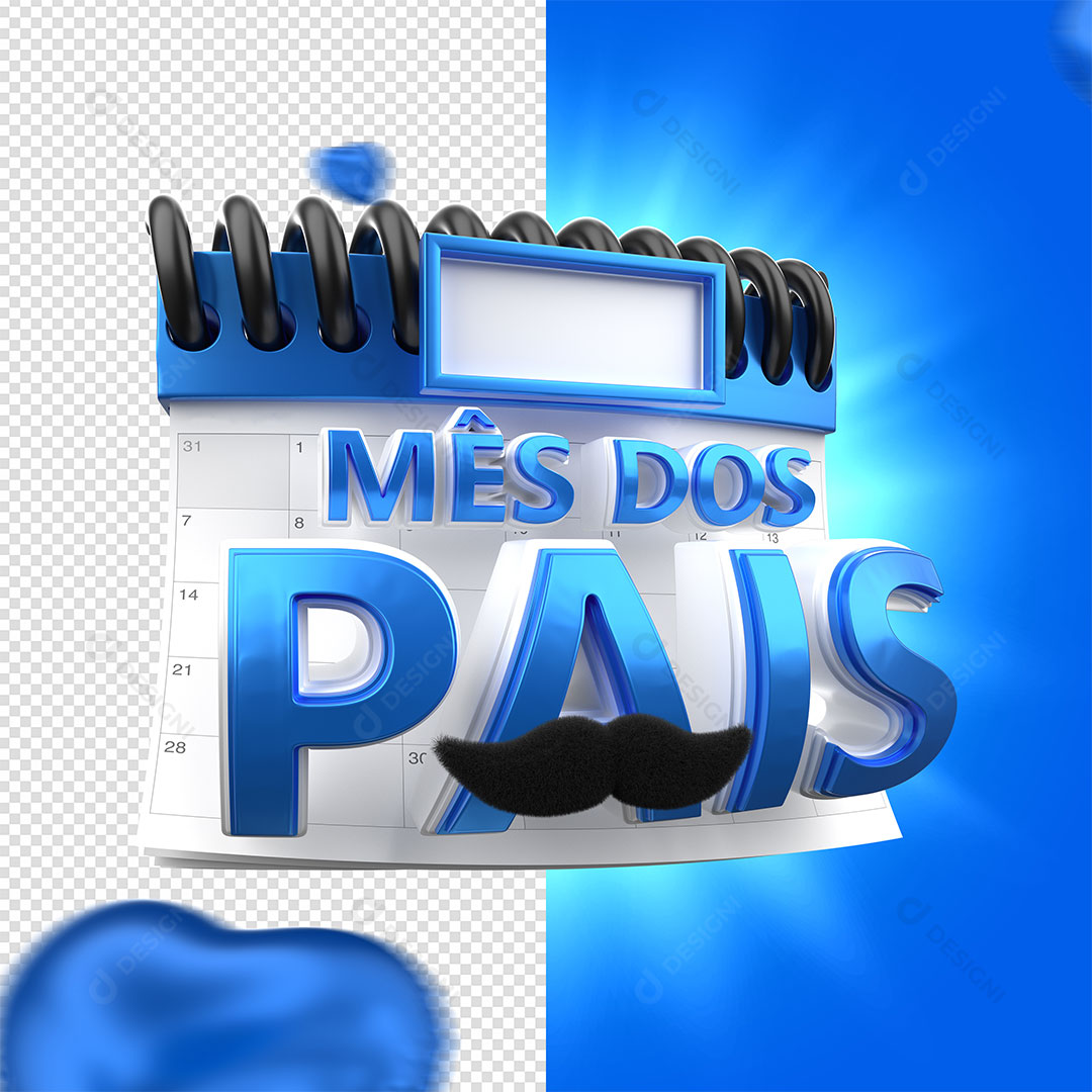 Mês dos Pais Selo 3D PNG Transparente Sem Fundo