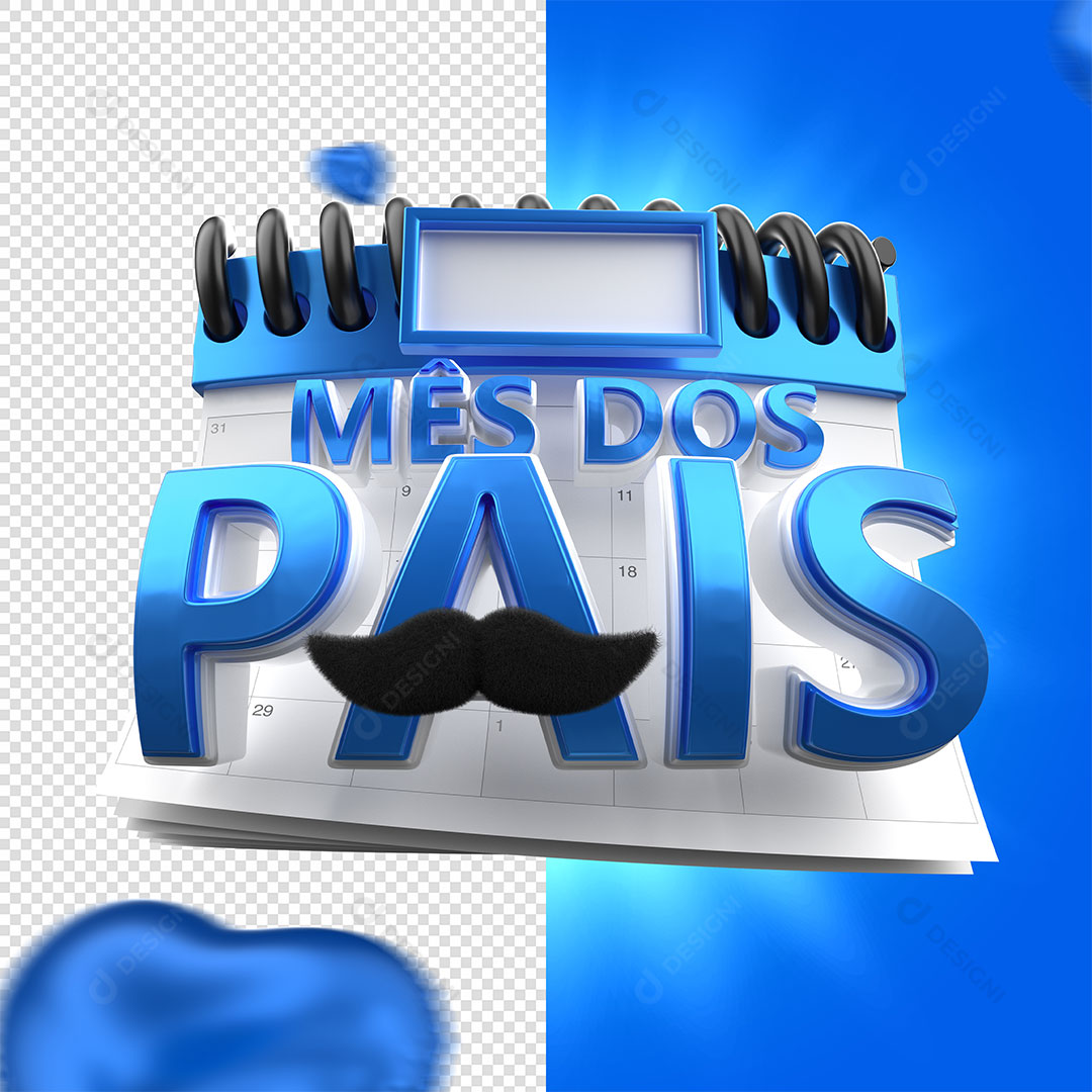 Mês dos Pais Selo 3D PNG Transparente Sem Fundo