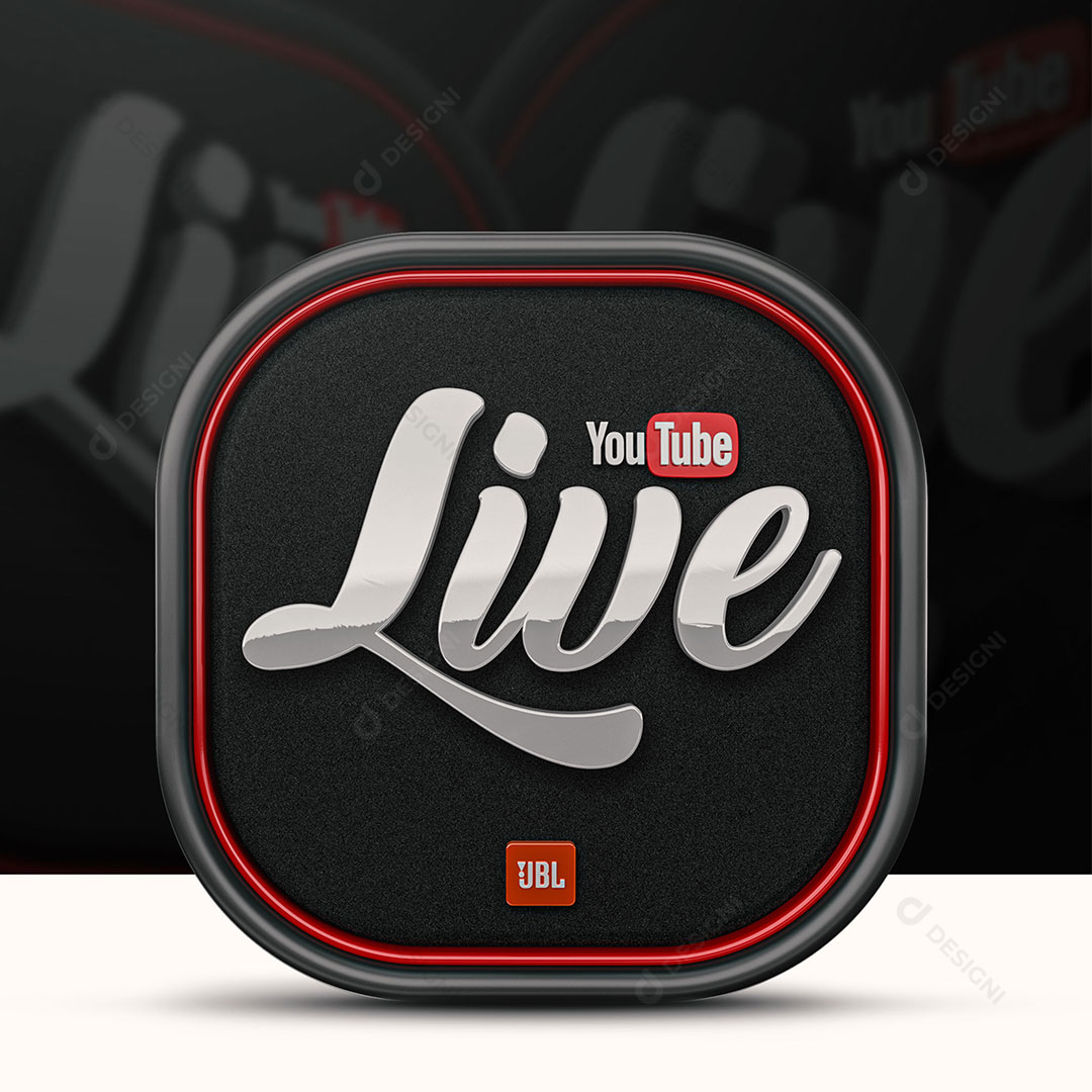 Youtube Live Selo 3D PSD + PNG Transparente