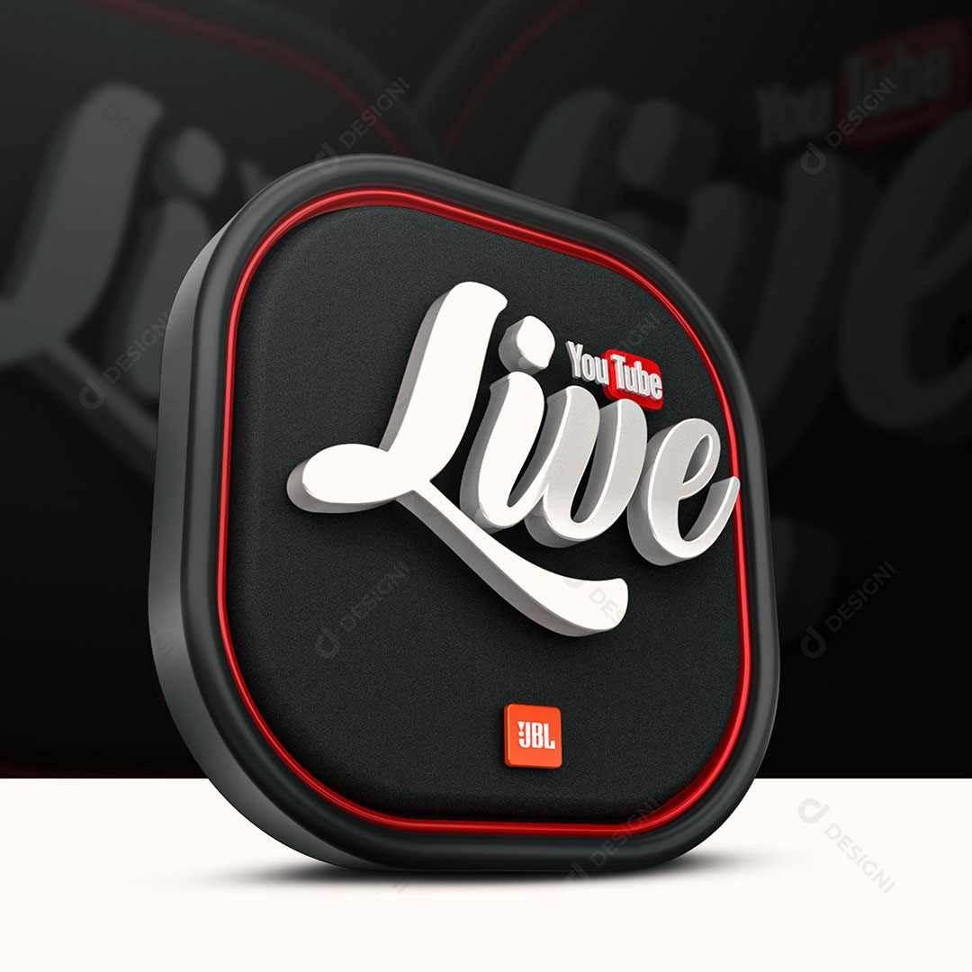 Youtube Live Selo 3D PSD + PNG Transparente