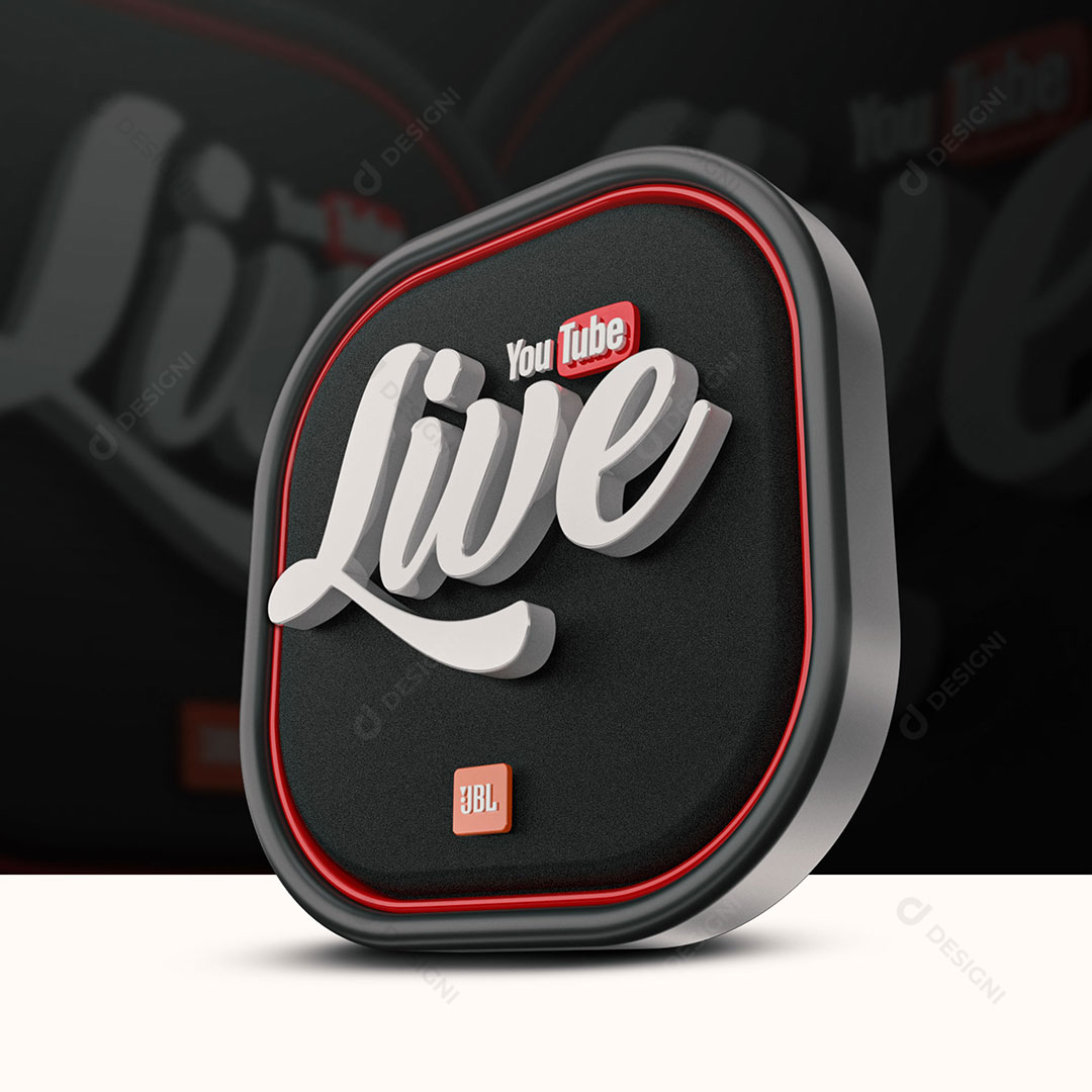 Youtube Live Selo 3D PSD + PNG Transparente