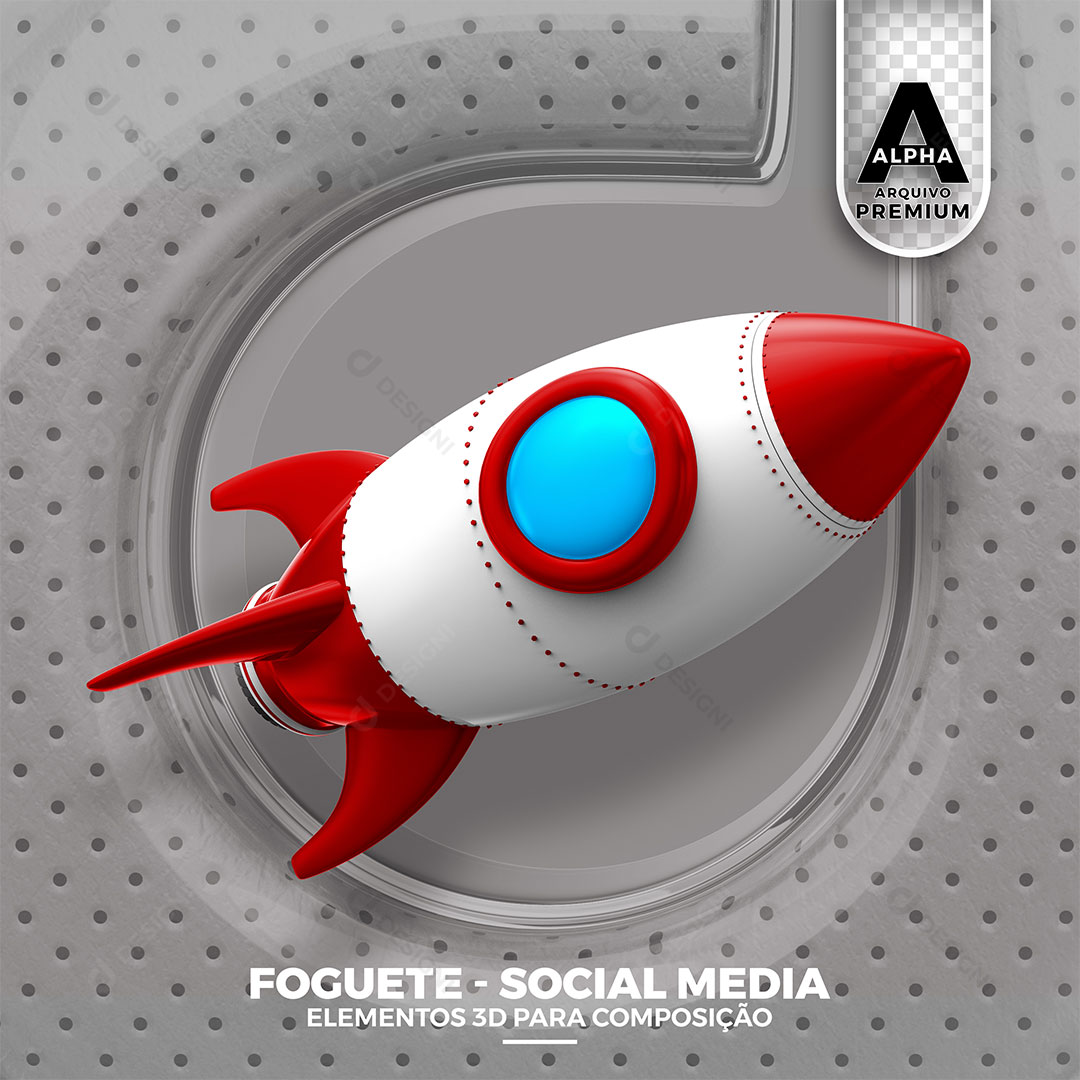 Foguete Elemento 3D Para Composição PSD + PNG Transparente