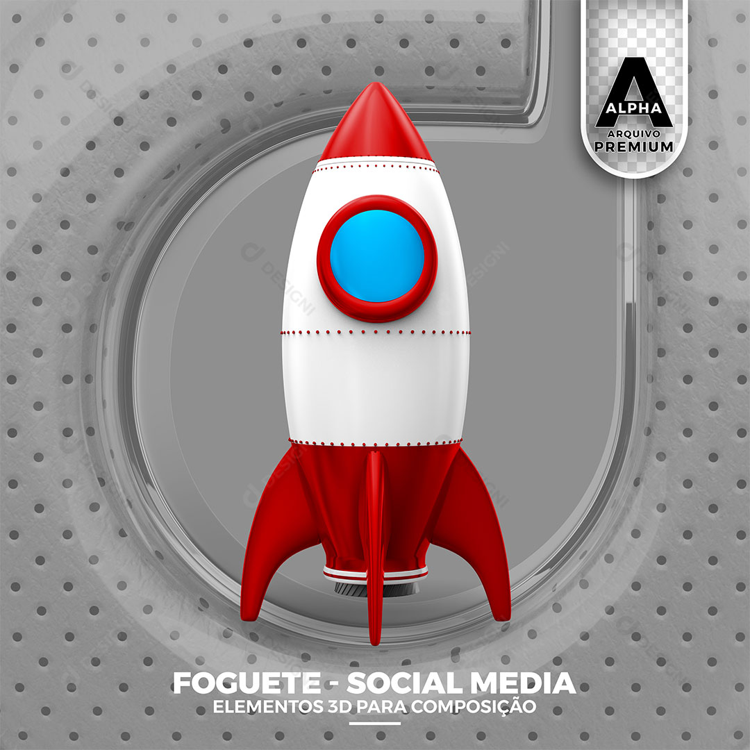 Foguete Elemento 3D Para Composição PSD + PNG Transparente