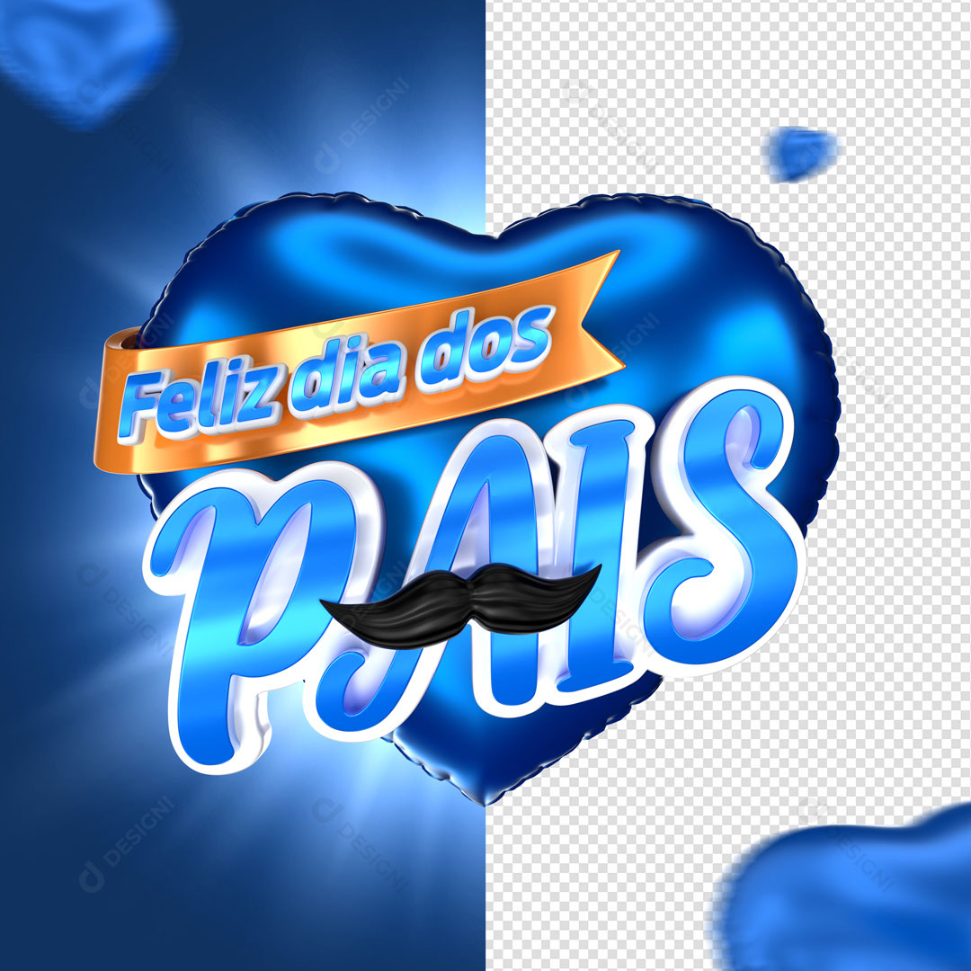 Feliz Dia dos Pais Selo 3D PNG Transparente Sem Fundo