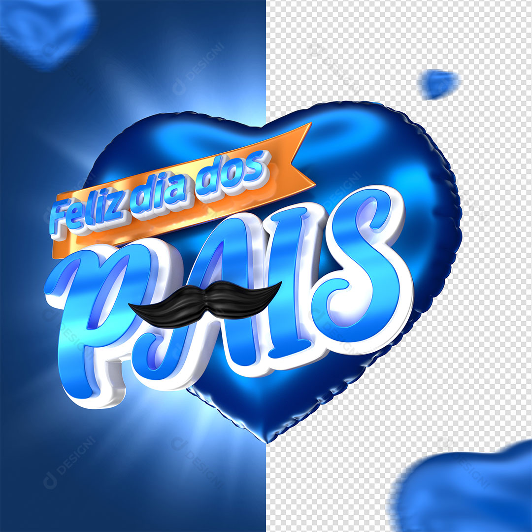 Feliz Dia dos Pais Selo 3D Elemento Para Composição PNG Transparente