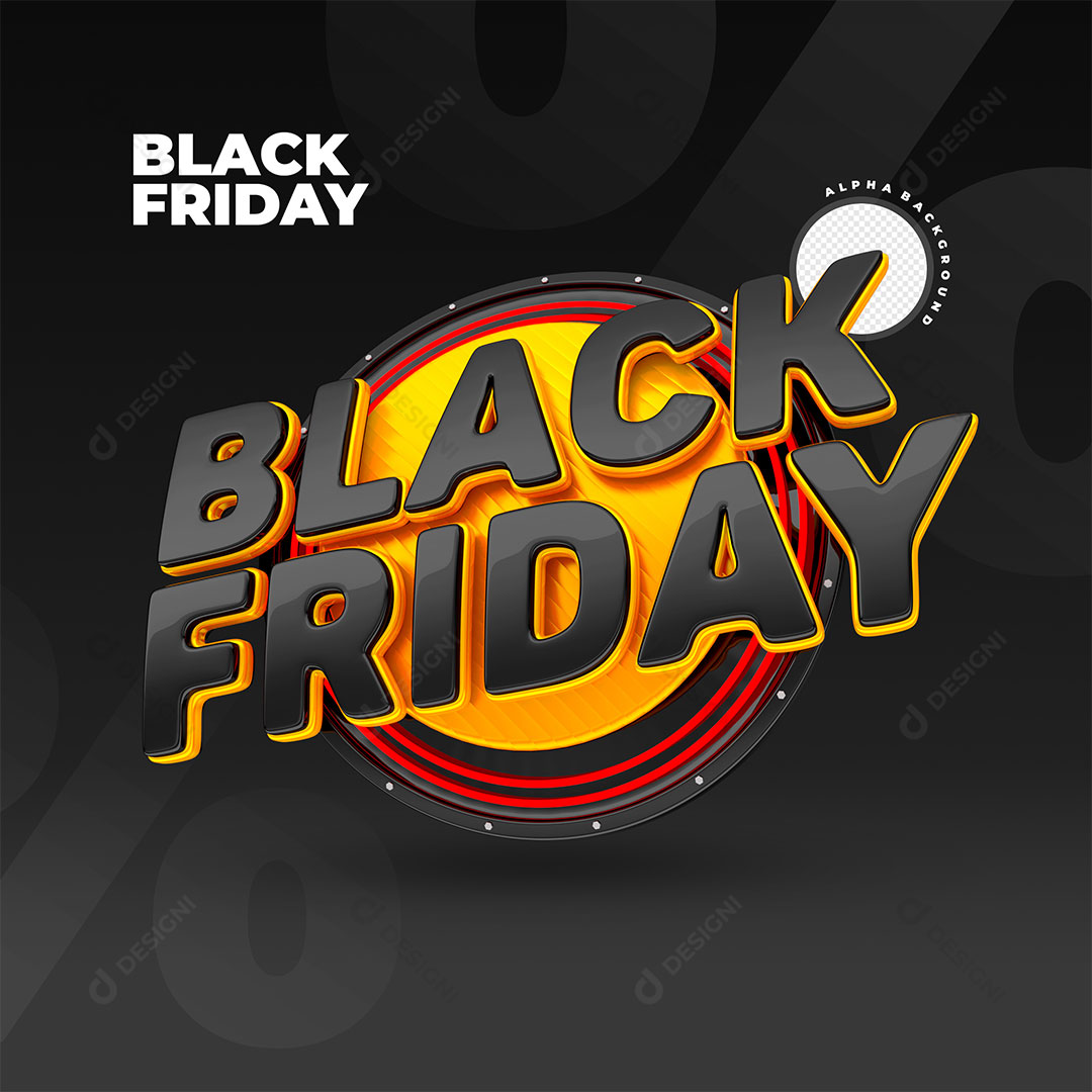 Black Friday Selo 3D Para Composição PNG Transparente Sem Fundo