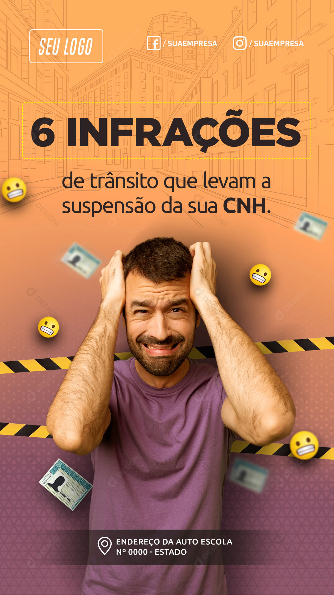 Story CNH Auto Escola 6 Infrações de Trânsito Social Media PSD Editável