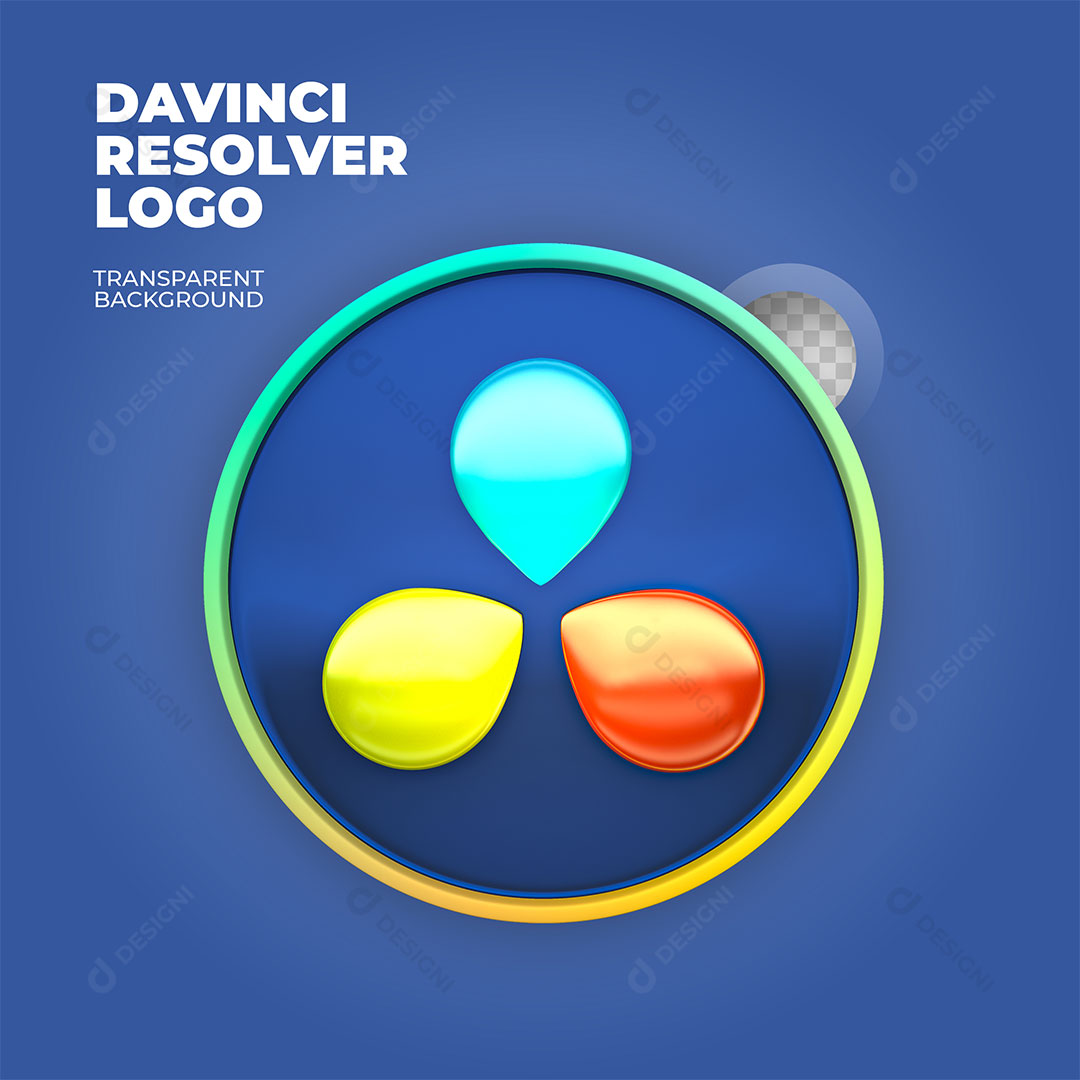 DaVinci Resolve Selo 3D PSD + PNG Transparente