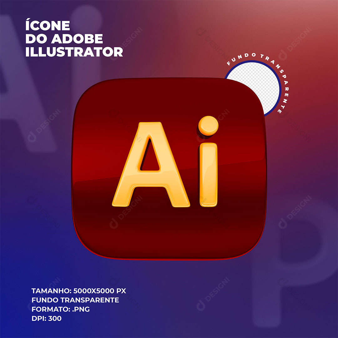 Ícone 3D Illustrator AI Elemento Para Composição PSD + PNG Transparente