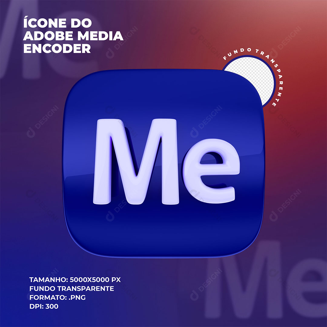Ícone 3D Media Encoder ME Elemento Para Composição PSD + PNG Transparente