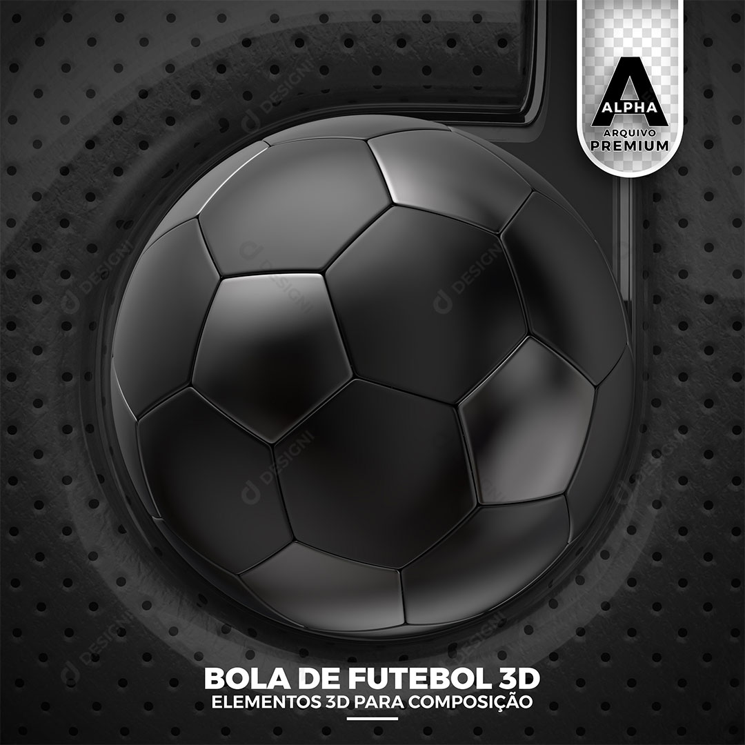 Bola de Futebol Elemento 3D Para Composição PSD + PNG Transparente