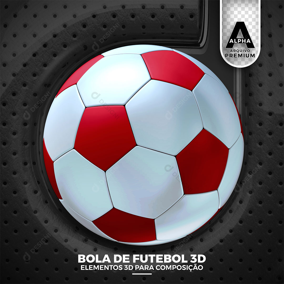 Bola de Futebol Elemento 3D Para Composição PSD + PNG Transparente