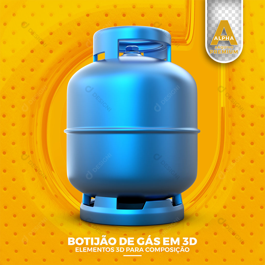 Botijão de Gás Elemento 3D Para Composição PSD + PNG Transparente