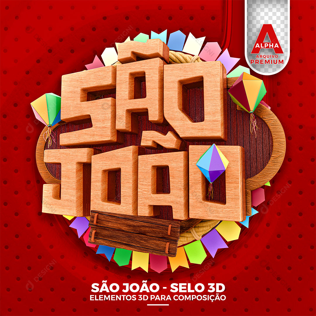 São João Selo 3D PSD + PNG Transparente
