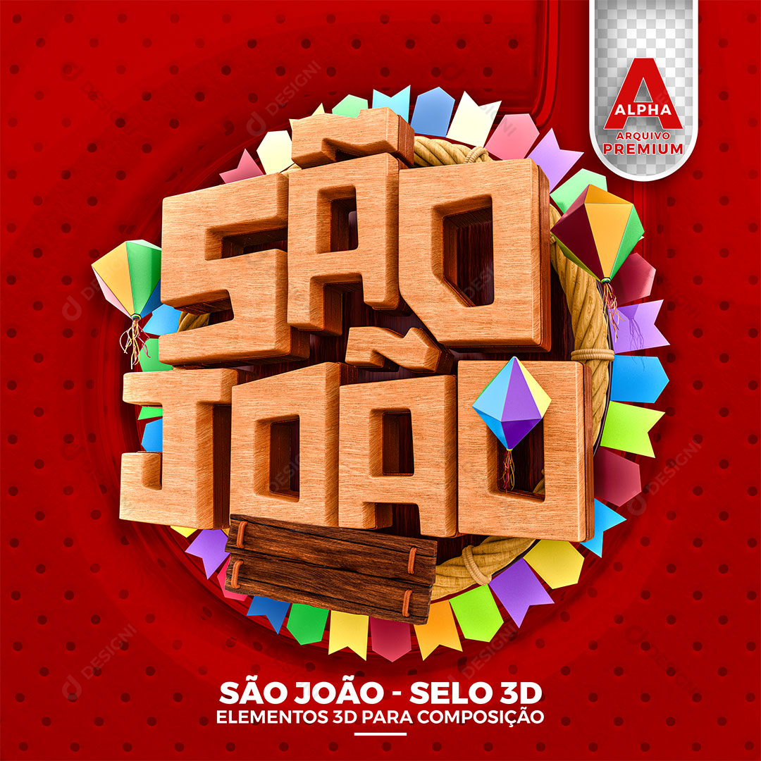 São João Selo 3D PSD + PNG Transparente