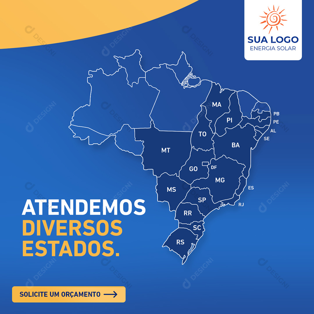 Energia Solar Estados Selecionáveis Social Media  Post PSD Editável