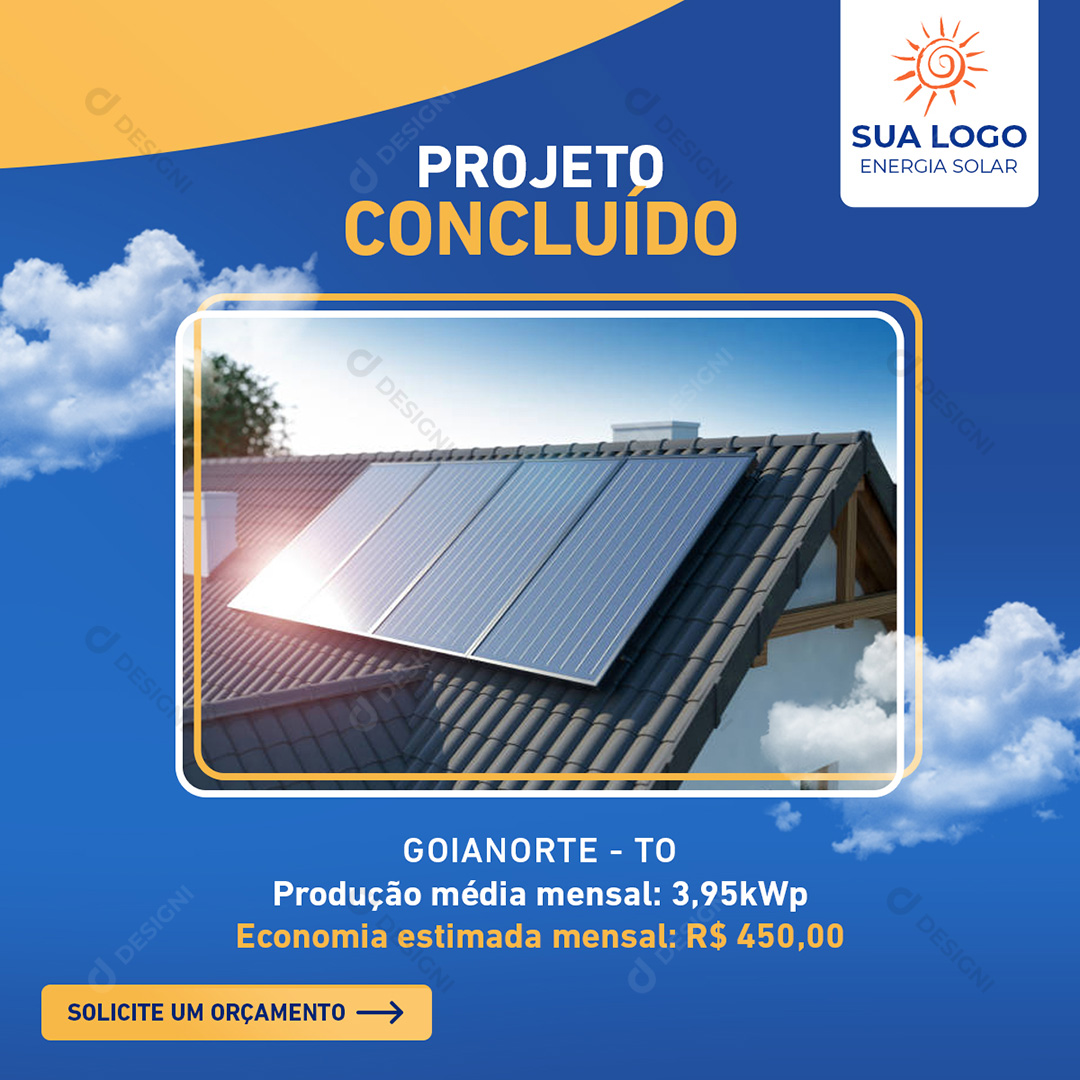 Projeto Energia Solar Social Media Post PSD Editável