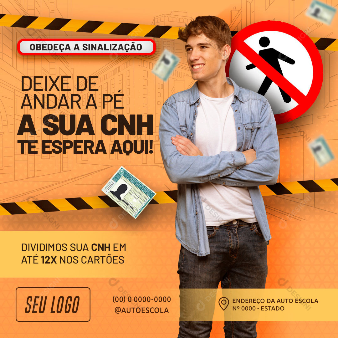 CNH Auto Escola Deixe d eAndar a Pé Social Media PSD Editável