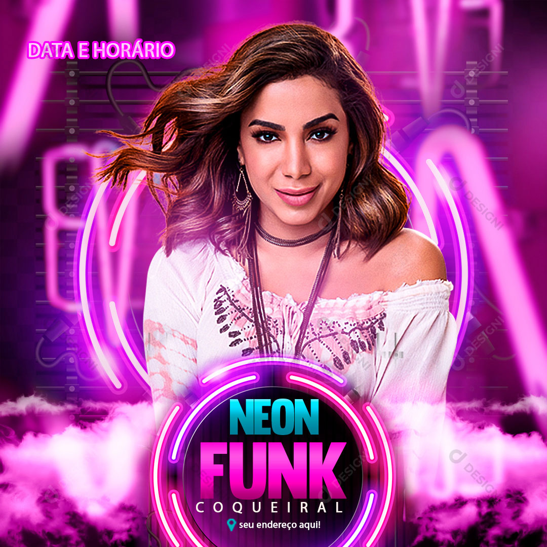 Flyer Neon Funk Cantora Anitta Social Media PSD Editável