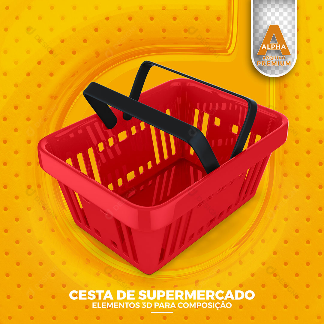 Cesta de Supermercado Elemento 3D PSD + PNG Transparente