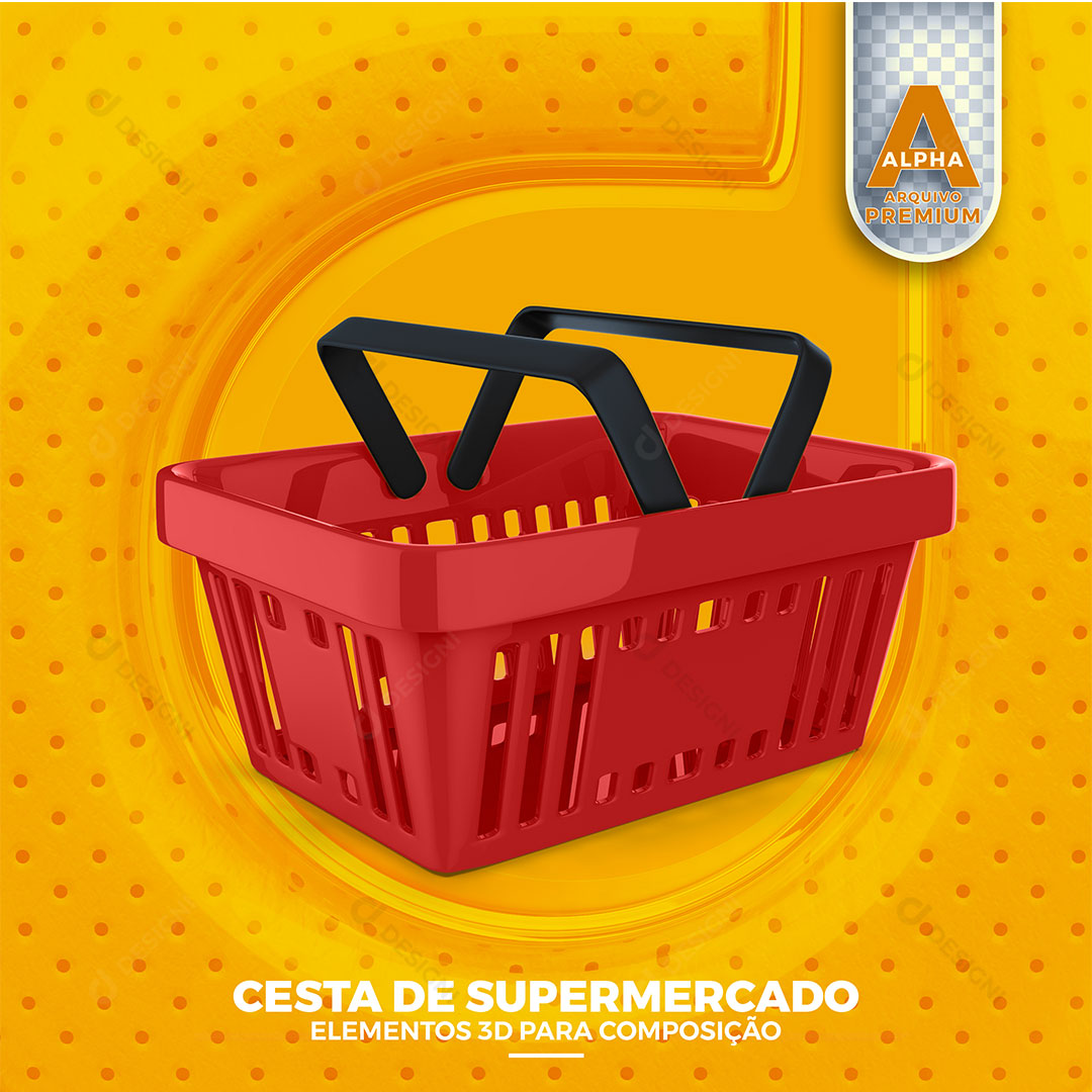 Cesta de Supermercado Elemento 3D PSD + PNG Transparente