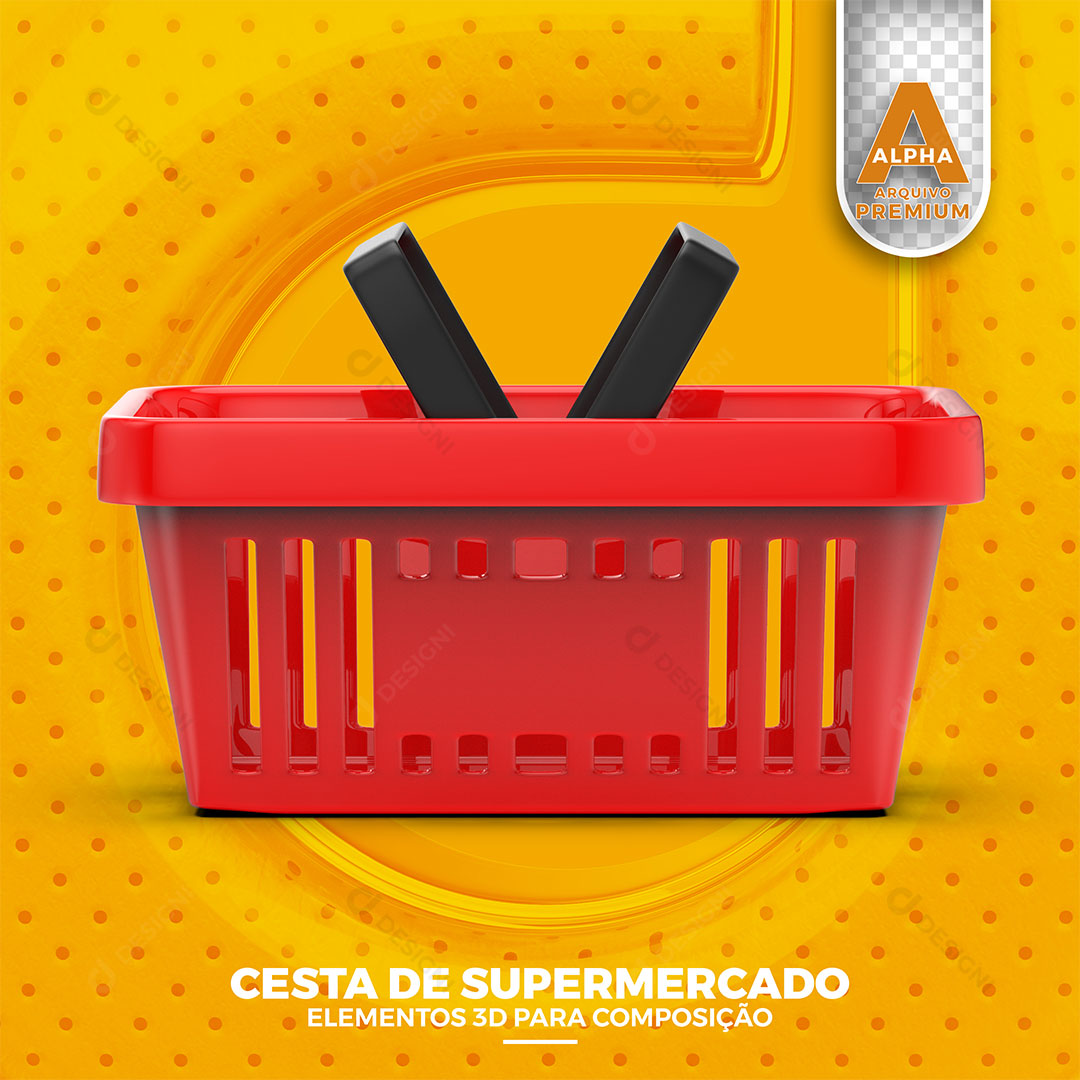 Cesta de Supermercado Elemento 3D PSD + PNG Transparente