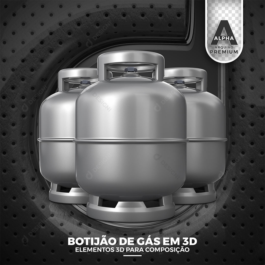 Botijões de Gás Elemento 3D Para Composição PSD + PNG Transparente