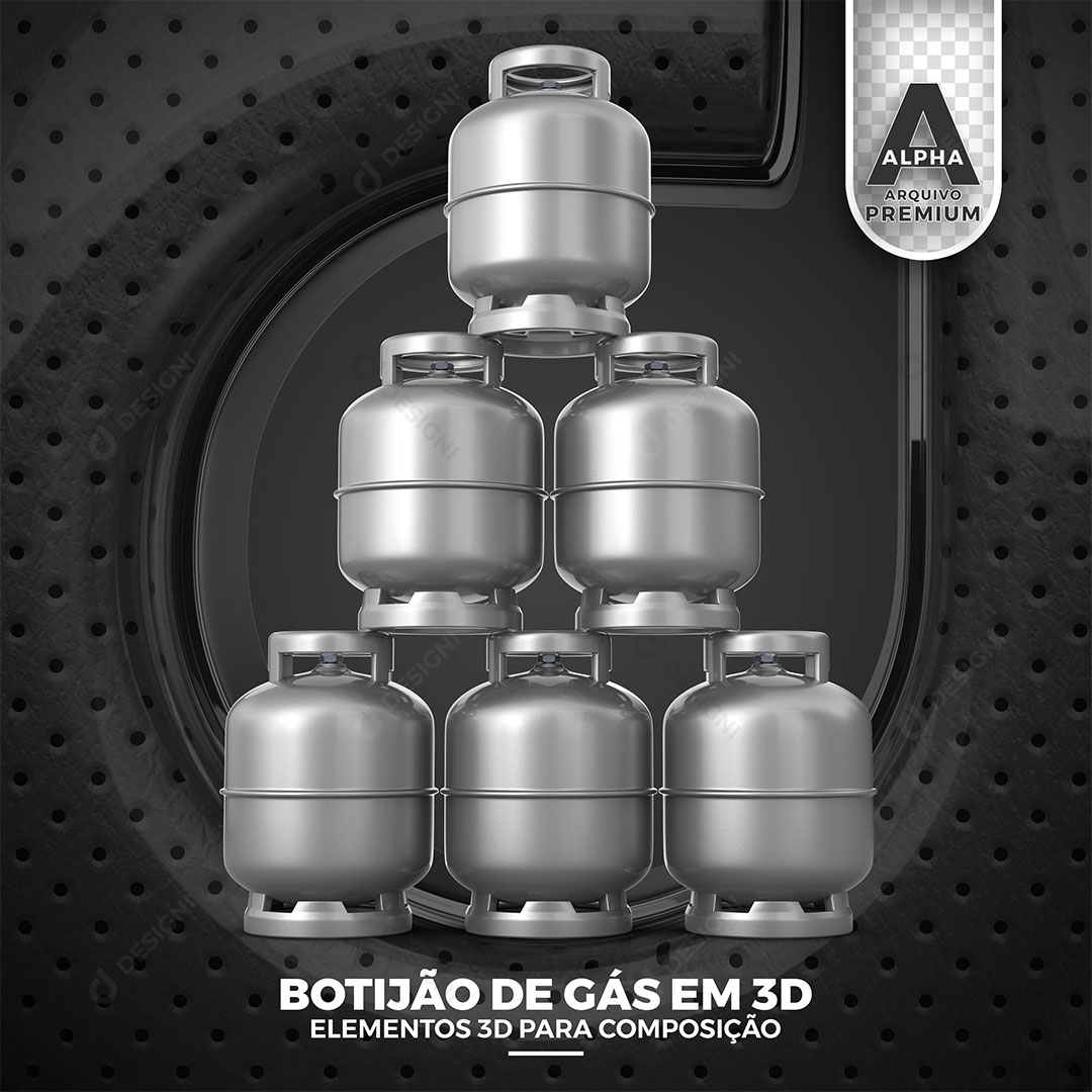 Botijões de Gás Elemento 3D Para Composição PSD + PNG Transparente