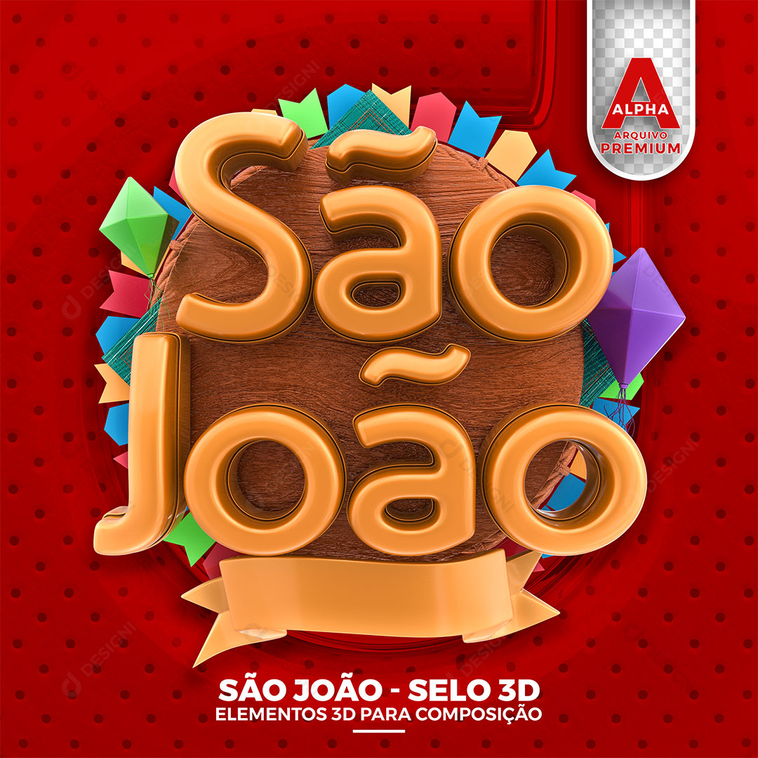 São João Selo 3D PSD + PNG Transparente