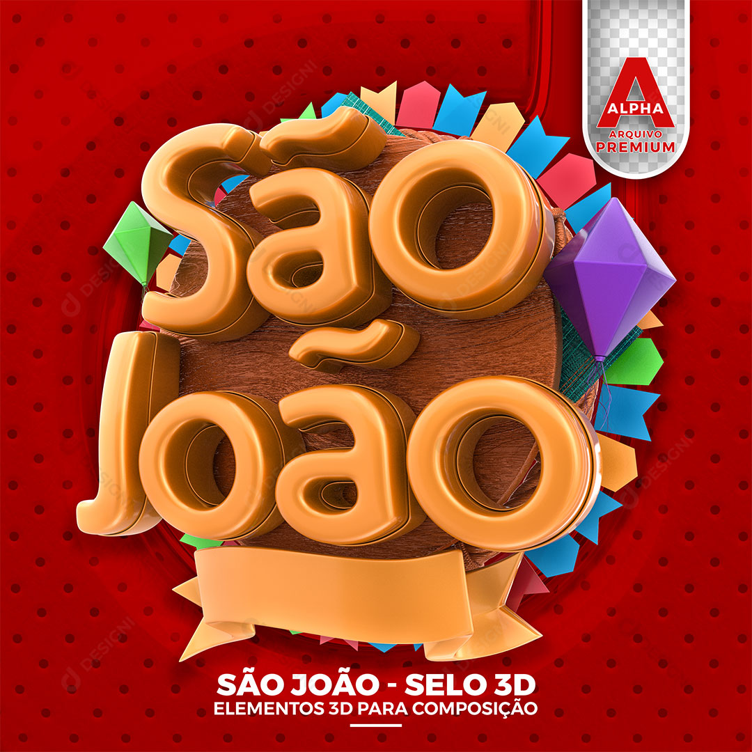 São João Selo 3D PSD + PNG Transparente