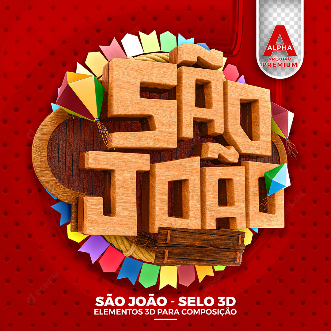 São João Selo 3D PSD + PNG Transparente