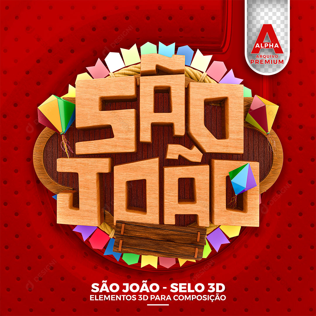 São João Selo 3D PSD + PNG Transparente