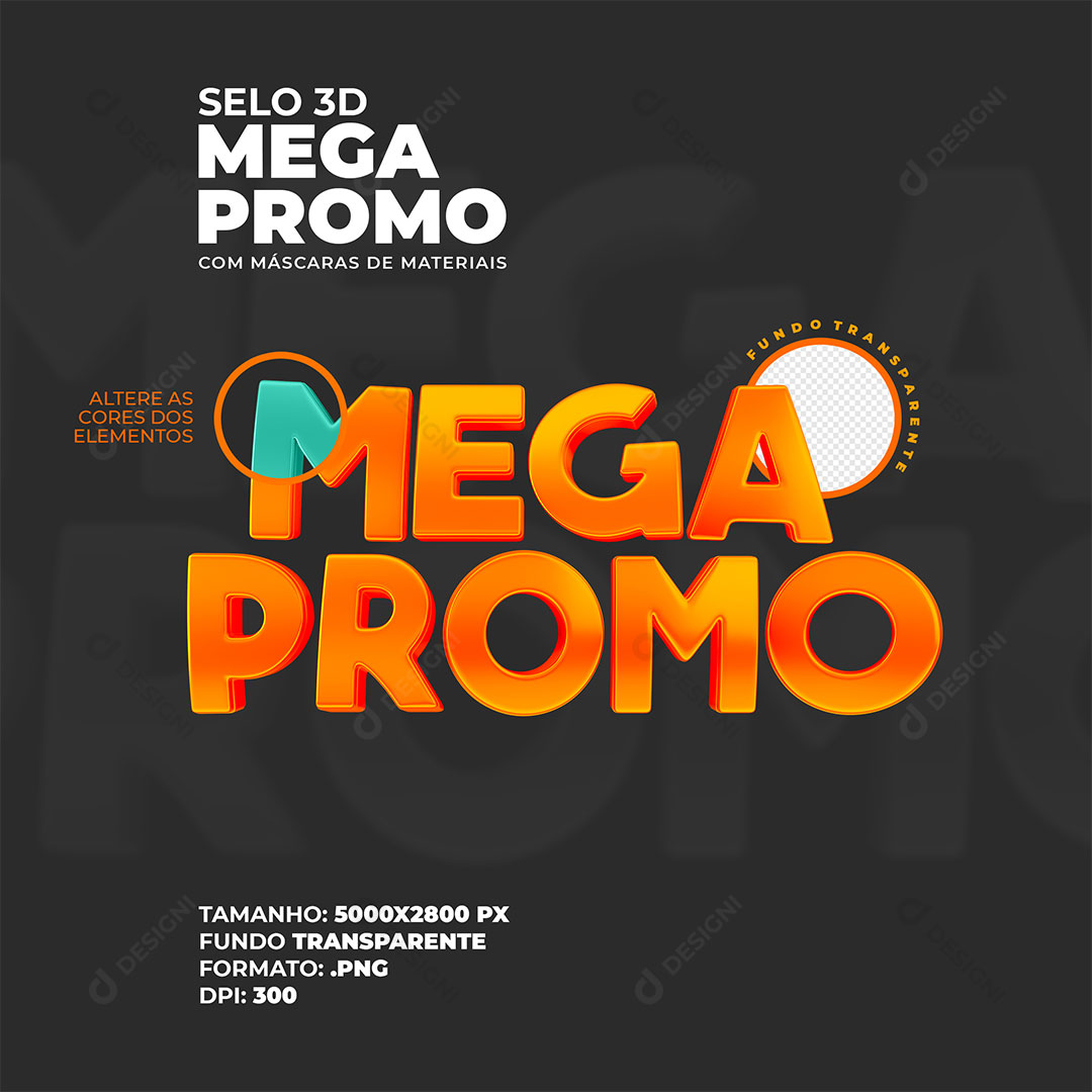 Mega Promo Selo 3D para Composicão PSD + PNG Transparente