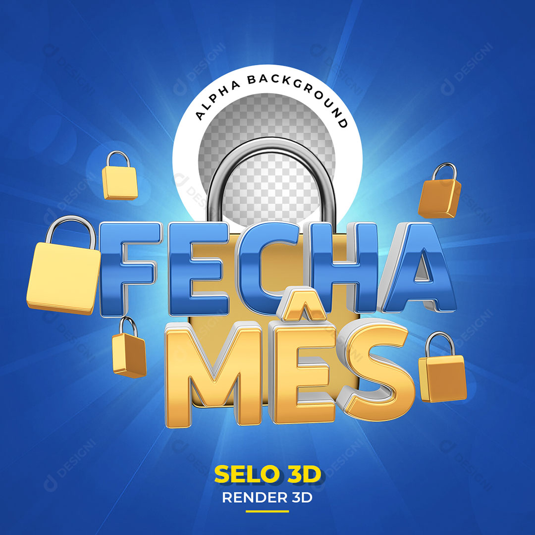Fecha Mês Selo 3D PNG Transparente Sem Fundo