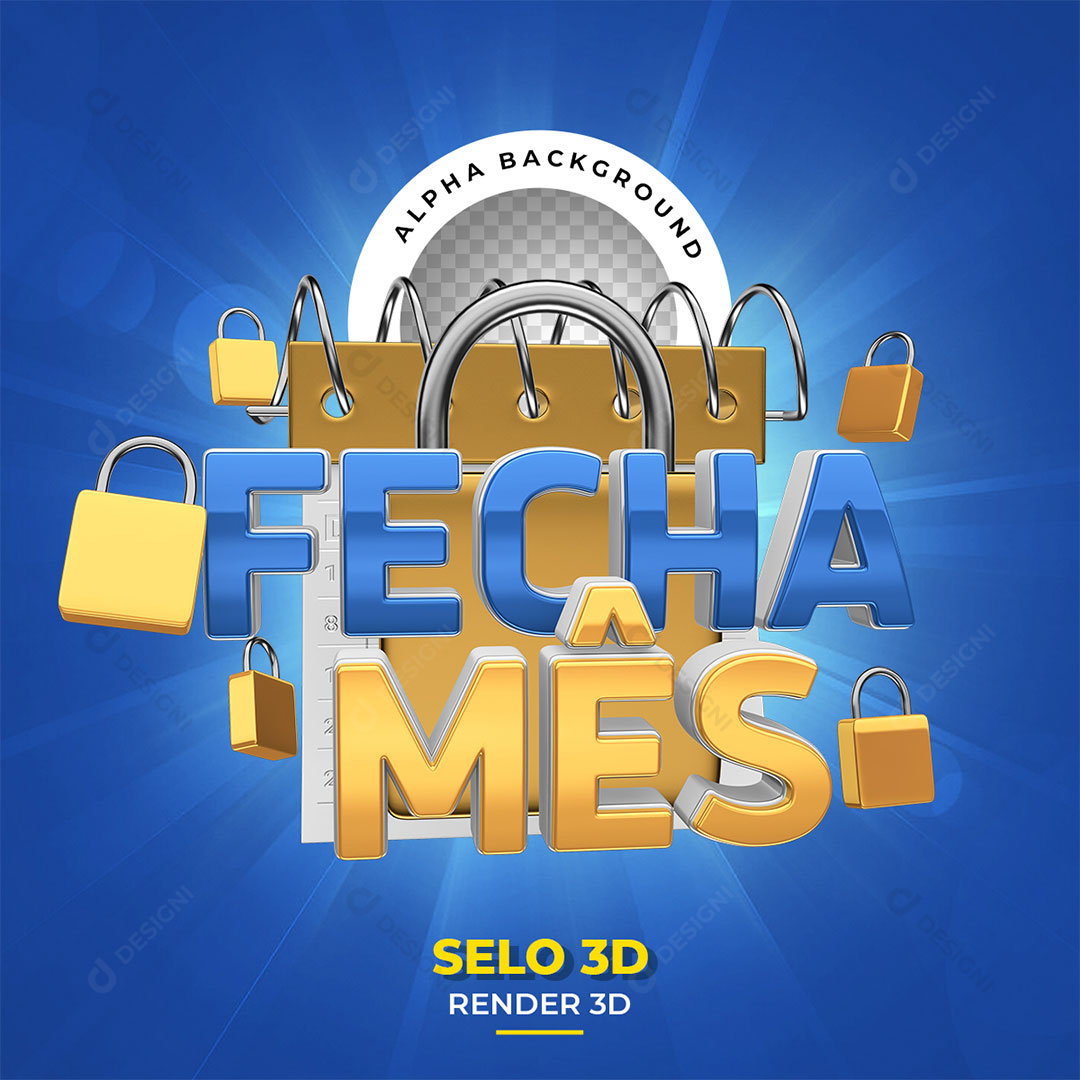 Fecha Mês Selo 3D PNG Transparente Sem Fundo