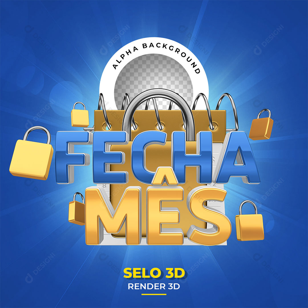 Fecha Mês Selo 3D PNG Transparente Sem Fundo