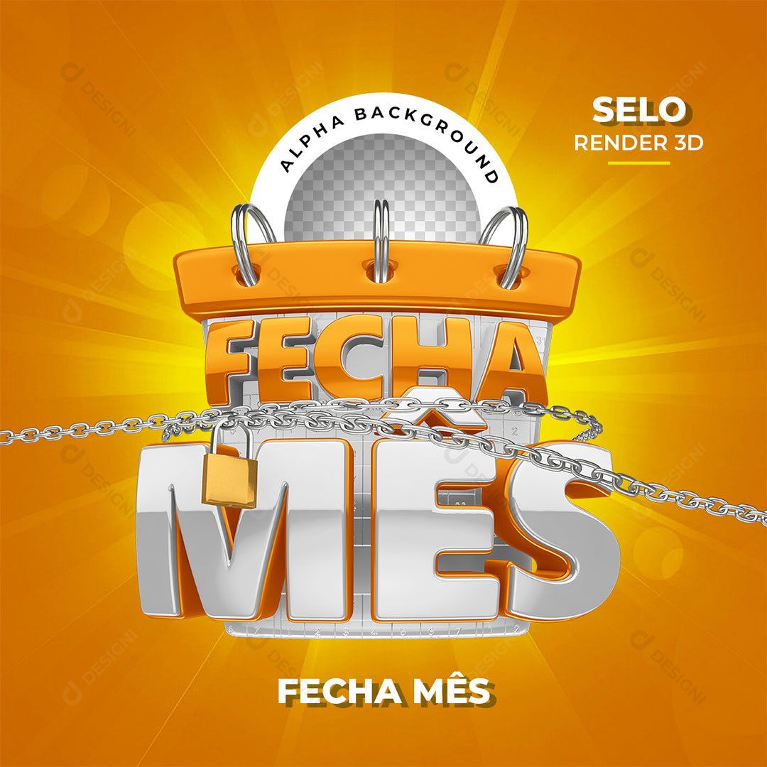 Fecha Mês Selo 3D PNG Transparente Sem Fundo
