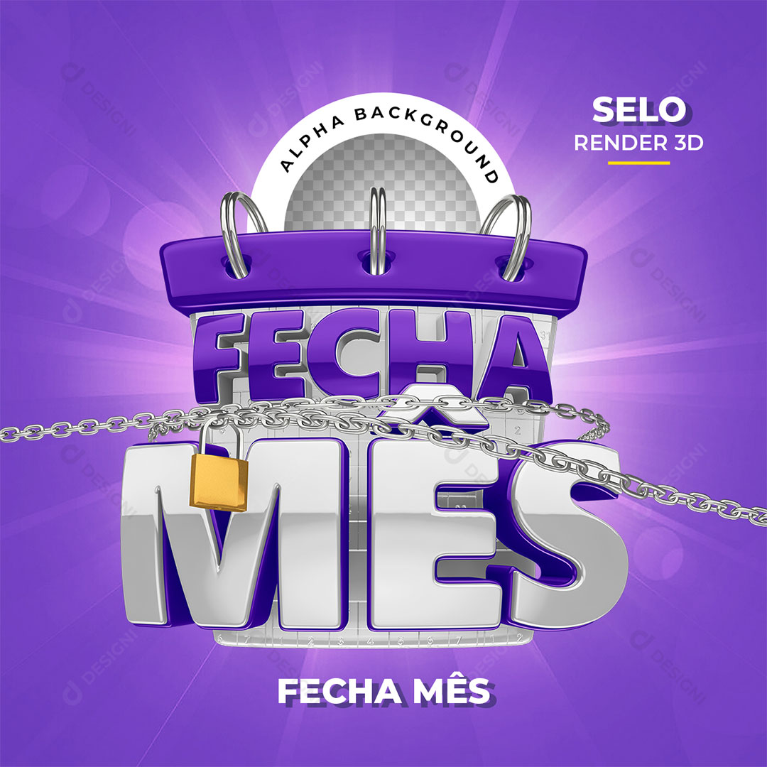 Fecha Mês Selo 3D PNG Transparente Sem Fundo
