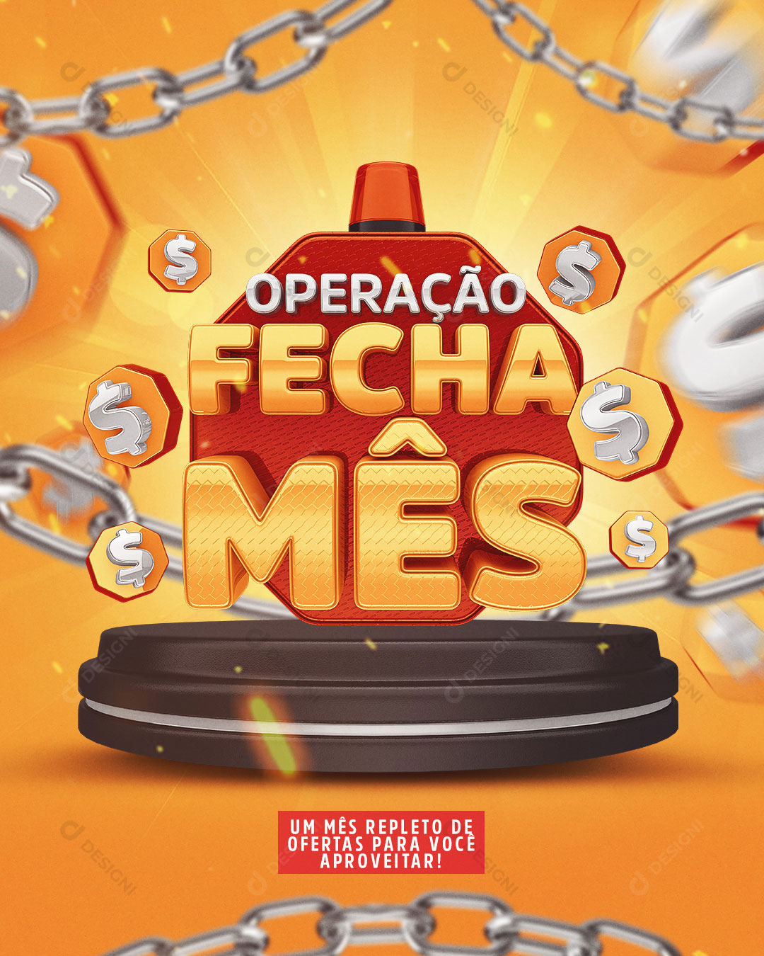 Operação Fecha Mês Selo 3D + Base Social Media PSD Editável
