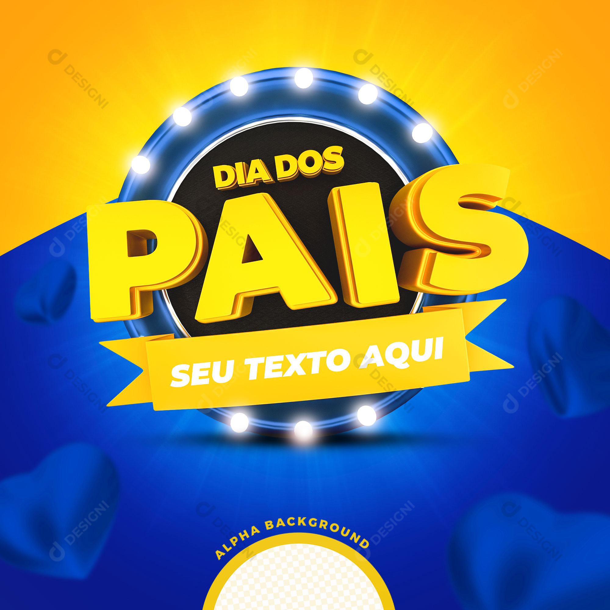 Selo 3D Dia Dos Pais PSD Texto Editável