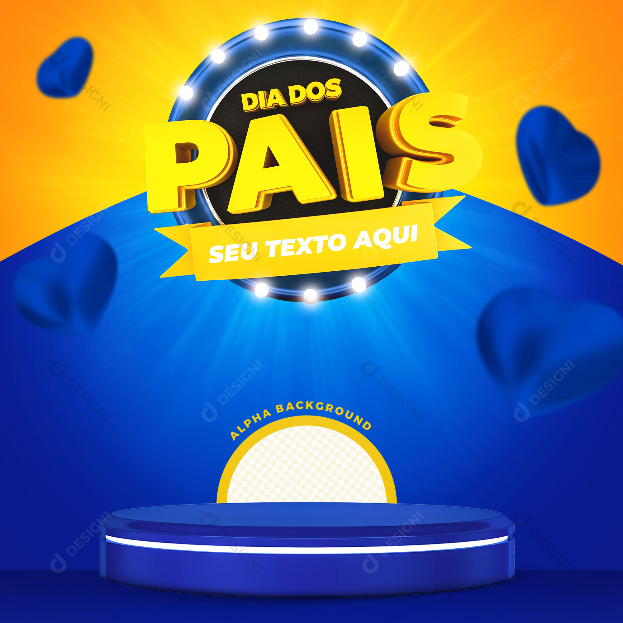 Selo 3D Dia Dos Pais + Base 3D Social Media PSD Editável