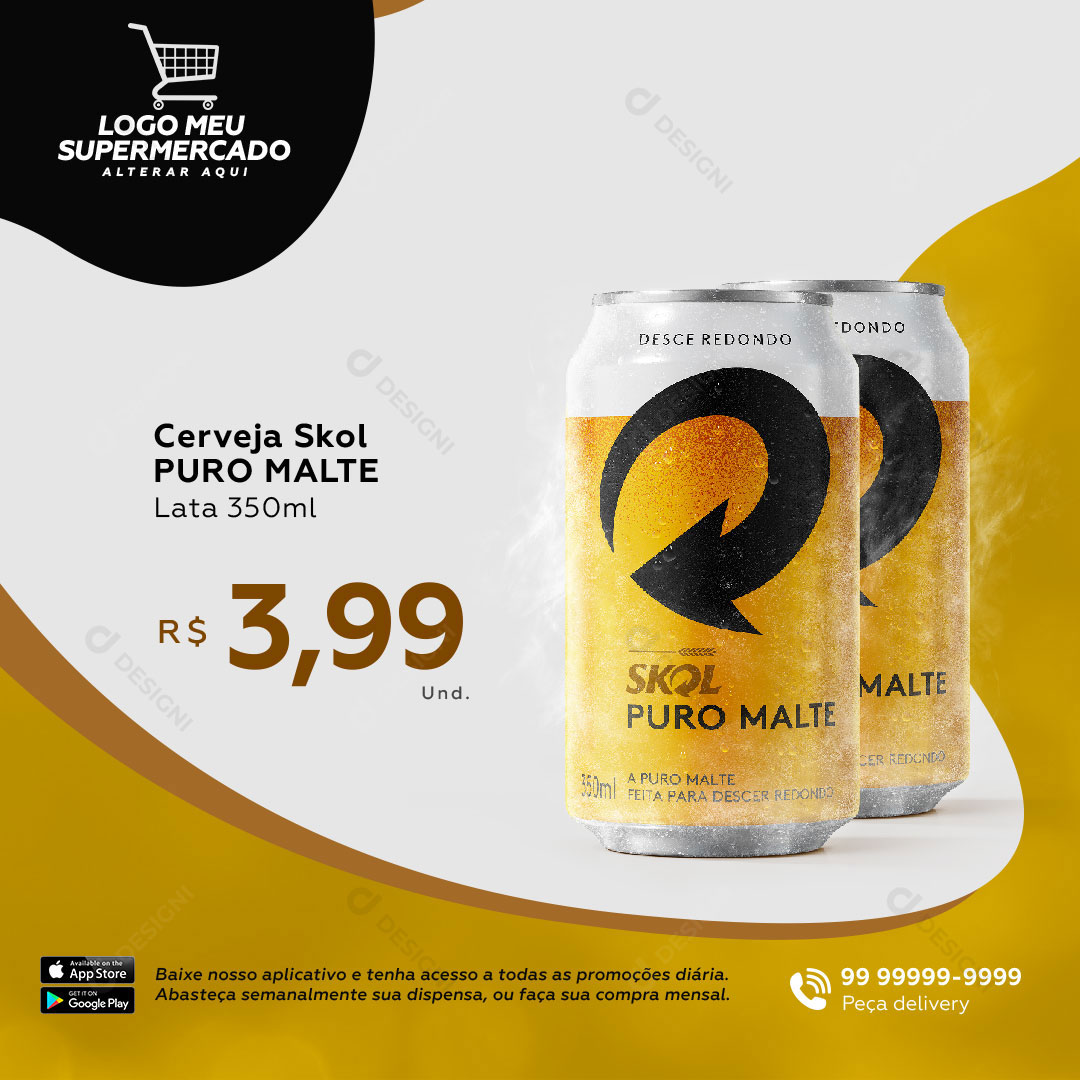 Distribuidora Cerveja Skol Lata Social Media PSD Editável