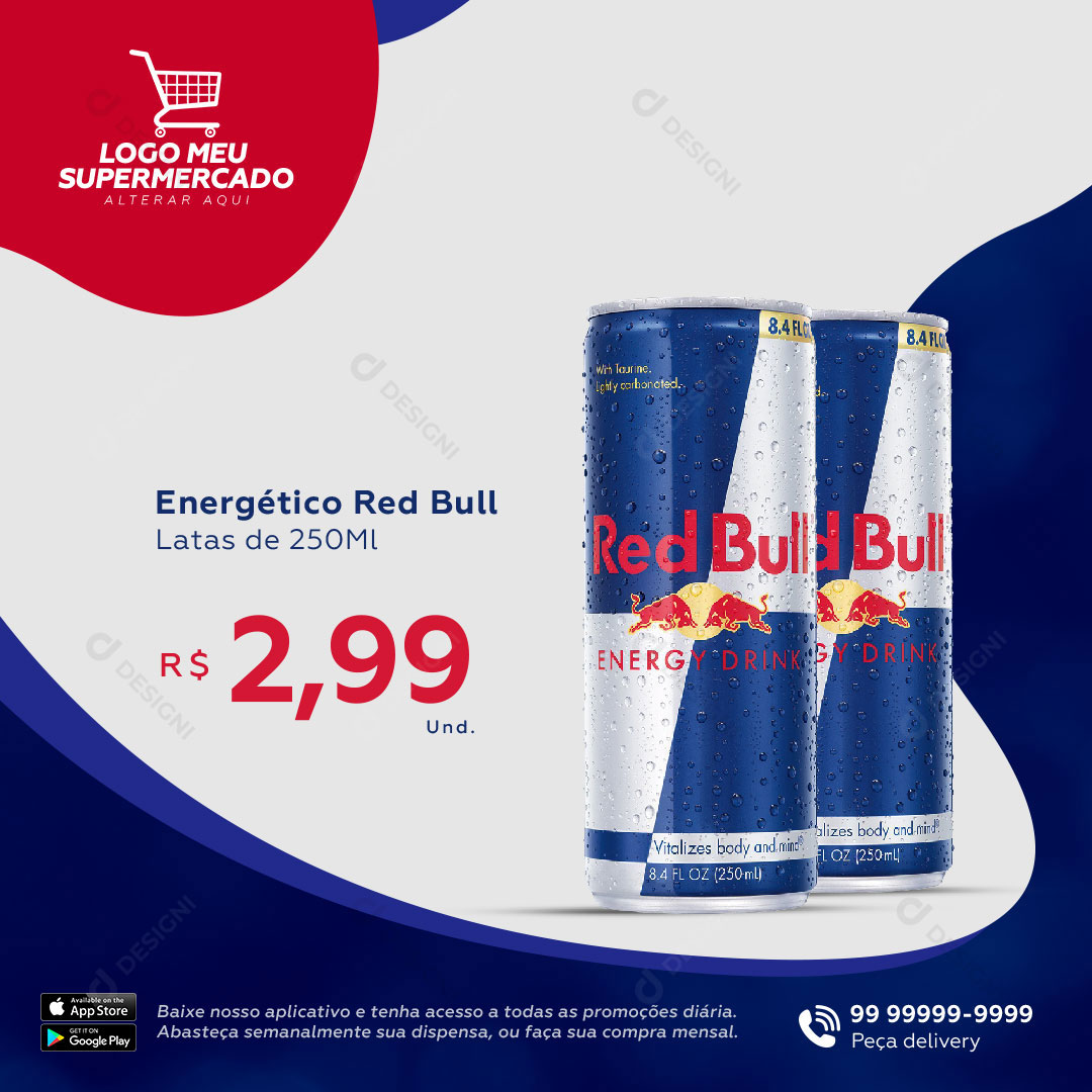 Distribuidora Energético RedBull Social Media PSD Editável