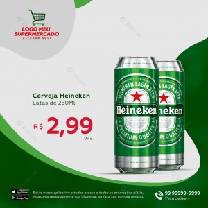 Distribuidora Cerveja Heineken Lata Social Media PSD Editável