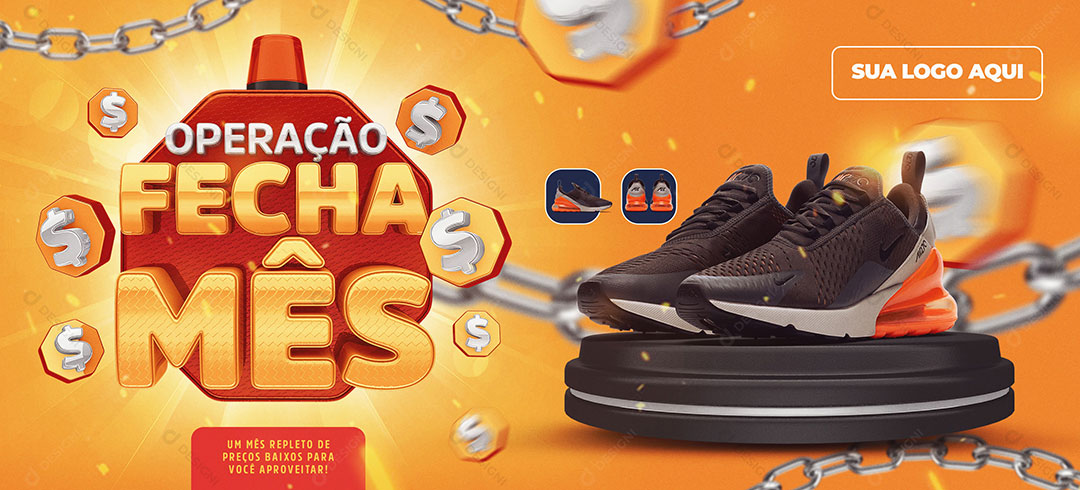 Banner Operação Fecha Mês Tenis Social Media PSD Editável