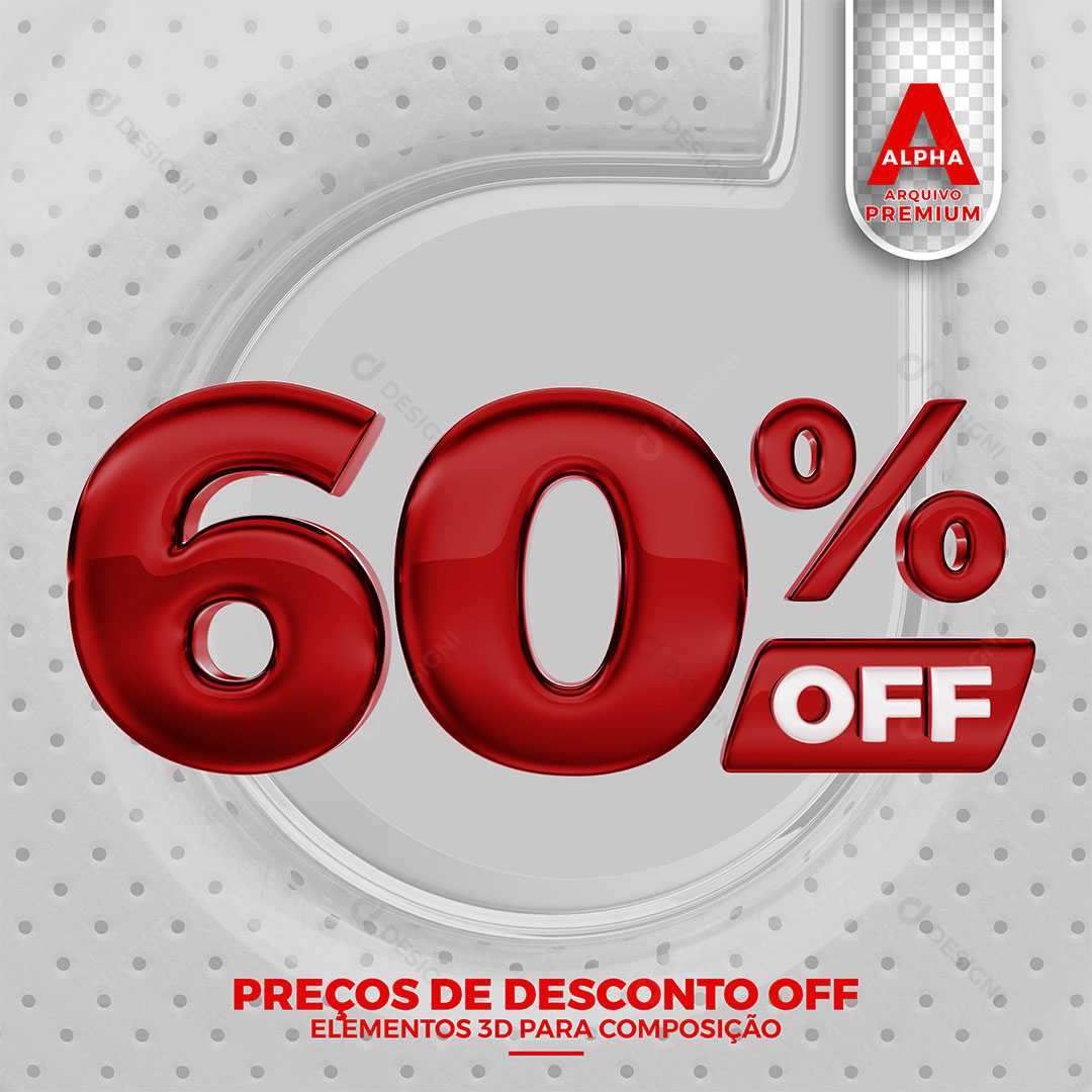 60% Off Texto 3D Para Composição PNG Transparente