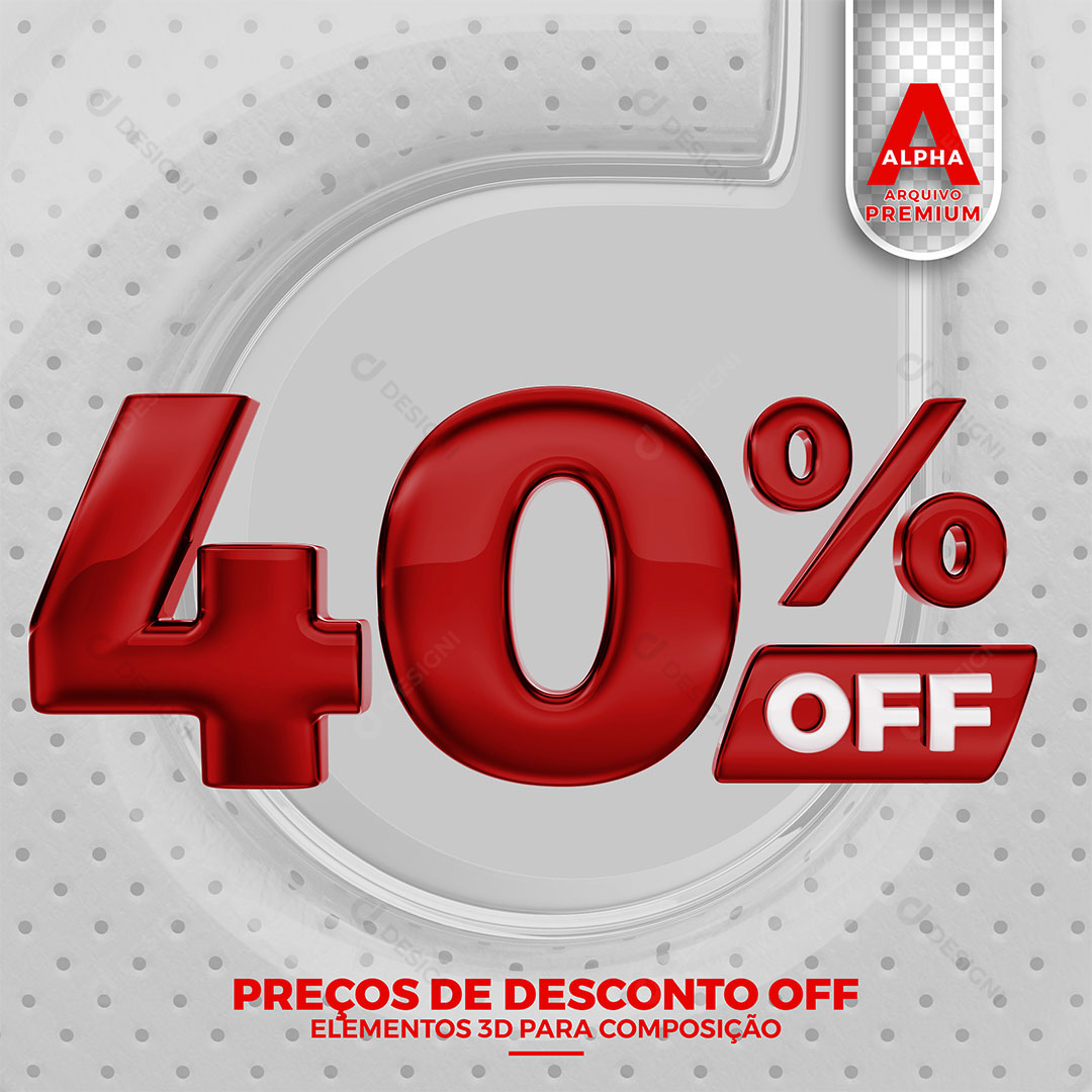 40% Off Texto 3D Para Composição PNG Transparente