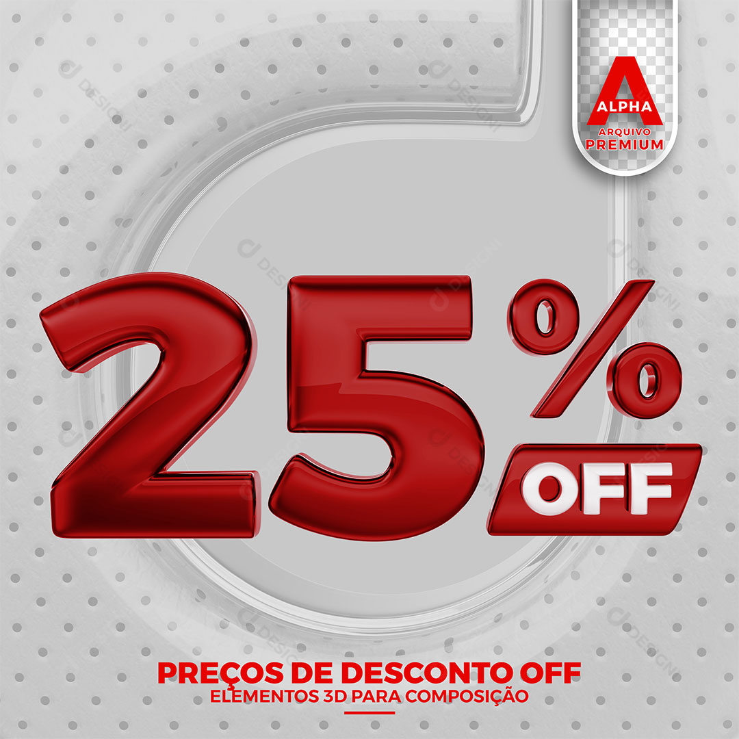 25% Off Texto 3D Para Composição PNG Transparente