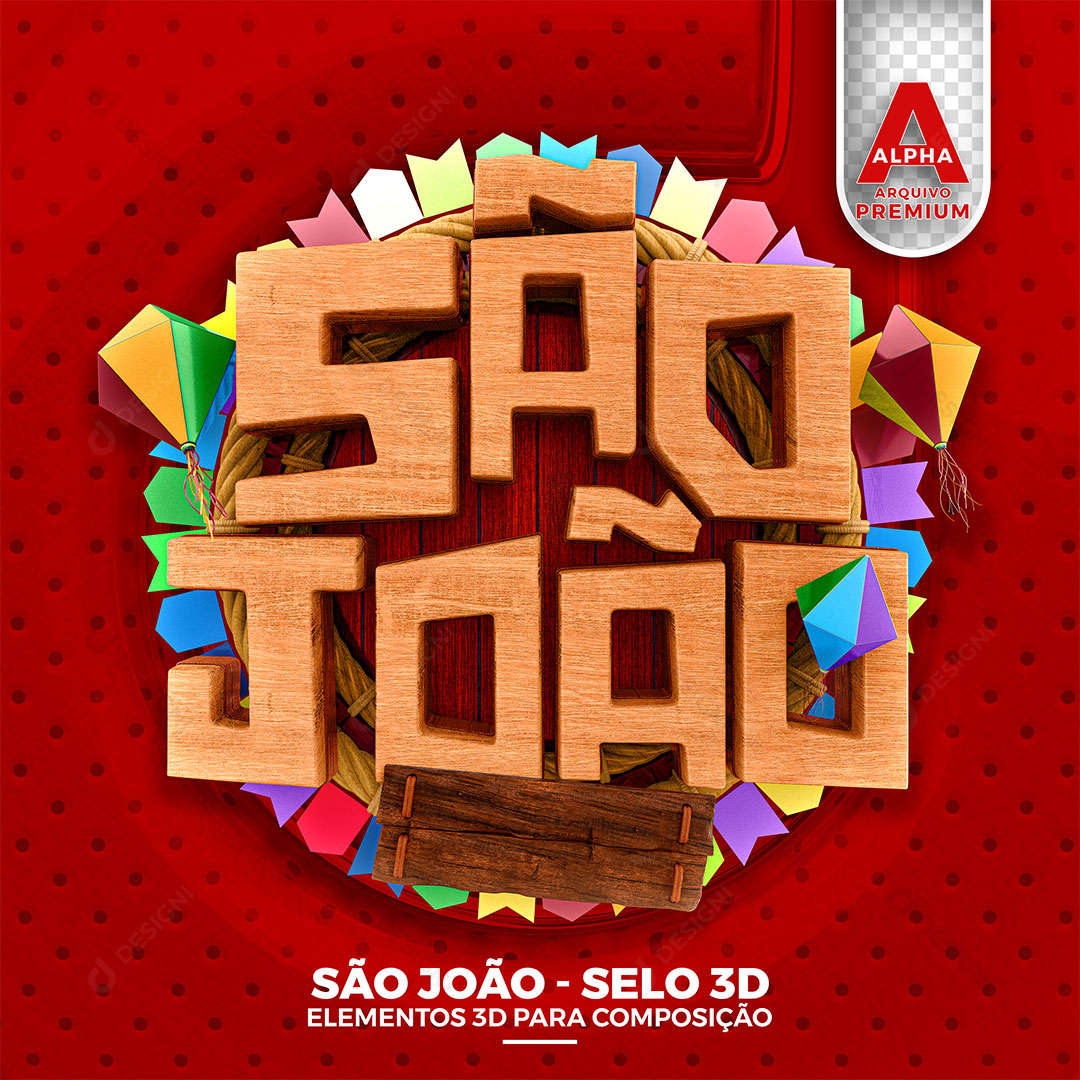 São João Selo 3D PNG Transparente Sem Fundo